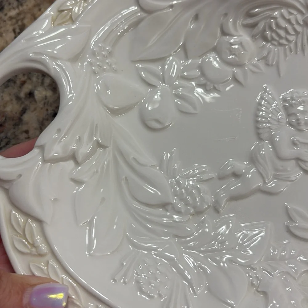 Lenox vintage butler’s Pantry cherub angels White oval serving Tray platter